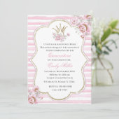 Invitation de quinceañera princesse floral rose or (Debout devant)