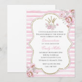 Invitation de quinceañera princesse floral rose or (Devant / Derrière)