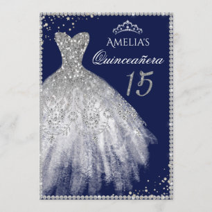 Invitation de Quinceañera Robe Brillante Argent Na