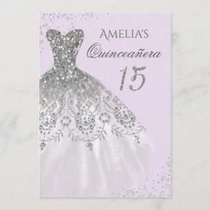 Invitation de Quinceañera robe scintillante violet