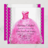 Invitation de Quinceanera rose chaud (Devant / Derrière)