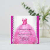Invitation de Quinceanera rose chaud (Debout devant)