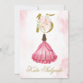 Invitation de Quinceanera rose Dusty (Devant)