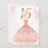Invitation de Quinceanera rose Dusty (Devant)