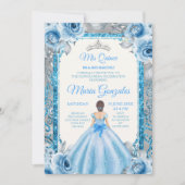 Invitation de Quinceanera Rose  en argent (Devant)