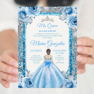 Invitation de Quinceanera Rose  en argent