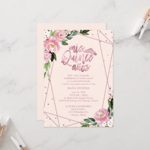 Invitation de Quinceañera Rose Gold Blush Espagnol
