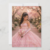 Invitation de Quinceañera Rose Pâle de Luxe (Devant)