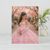 Invitation de Quinceañera Rose Pâle de Luxe (Debout devant)