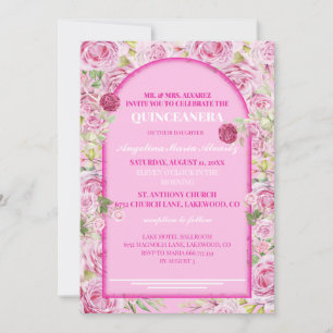 Invitation de Quinceanera Rose Rose loral