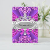 Invitation de Quinceanera rose/violet Tiara & Dama (Debout devant)