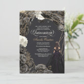 Invitation de Quinceañera - Roses noirs et or, Gow (Debout devant)