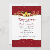 Invitation de Quinceañera rouge et or (Devant)