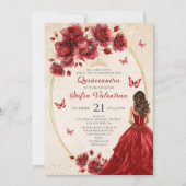 Invitation de Quinceañera Rouge & Or (Devant)