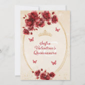 Invitation de Quinceañera Rouge & Or (Dos)