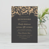 Invitation de Quinceanera vintage Florale (Debout devant)