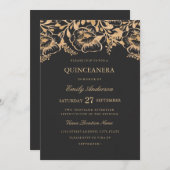 Invitation de Quinceanera vintage Florale (Devant / Derrière)