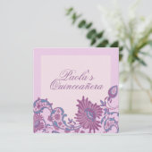 Invitation de Quinceañera violet et bleu (Debout devant)