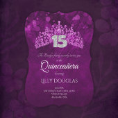 Invitation de Quinceanera violet, rose avec un dia