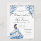 Invitation de Quincenera en bleu espagnol (Devant)