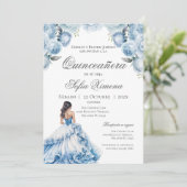 Invitation de Quincenera en bleu espagnol (Debout devant)