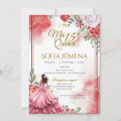 Invitation de Quincenera en espagnol Boho (Devant)