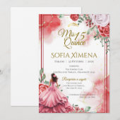 Invitation de Quincenera en espagnol Boho (Devant / Derrière)