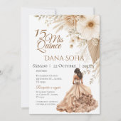 Invitation de Quincenera en espagnol Boho (Devant)