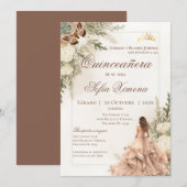 Invitation de Quincenera en espagnol Boho (Devant / Derrière)