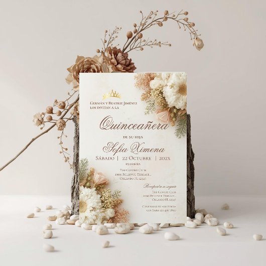 Invitation de Quincenera en espagnol Boho