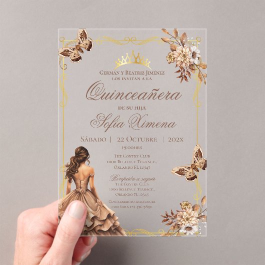 Invitation de Quincenera en espagnol Boho (In situ (ordinateur de poche))