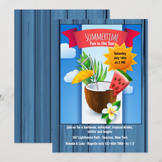 Invitation de rafraîchissement d'été (Devant / Derrière)
