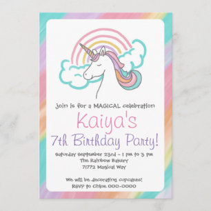 Invitation de Rainbow Unicorn