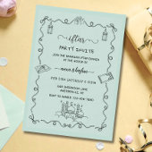 Invitation de ramadan iftar doodle du Ramadan vert