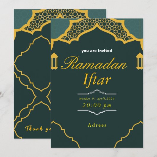 Invitation de Ramadan Iftar, invitation de l'Iftar (Devant / Derrière)