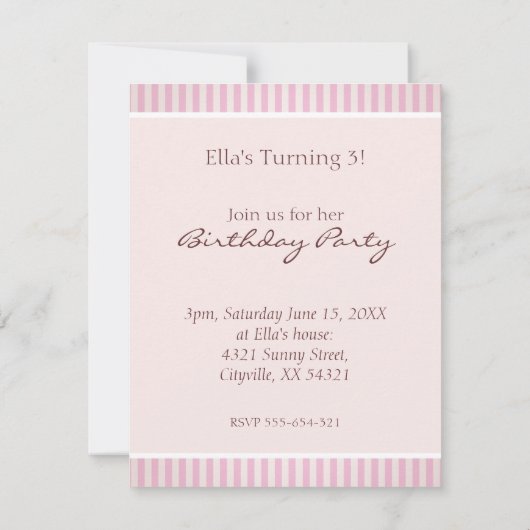 Invitation de rayure de sucrerie de rose d'ours de (Dos)