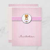 Invitation de rayure de sucrerie de rose d'ours de (Devant / Derrière)