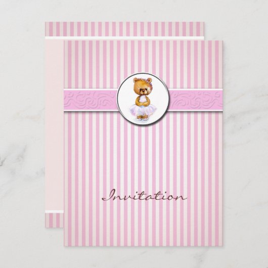 Invitation de rayure de sucrerie de rose d'ours de (Devant / Derrière)