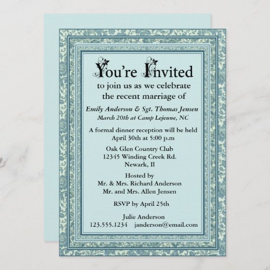 Invitation de réception après le mariage (Devant / Derrière)