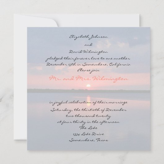 Invitation de réception après mariage - Coucher de (Dos)