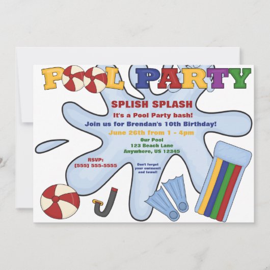 Invitation de réception au bord de la piscine (Devant)