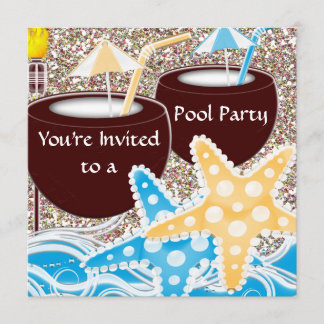 Invitation de réception au bord de la piscine ou
