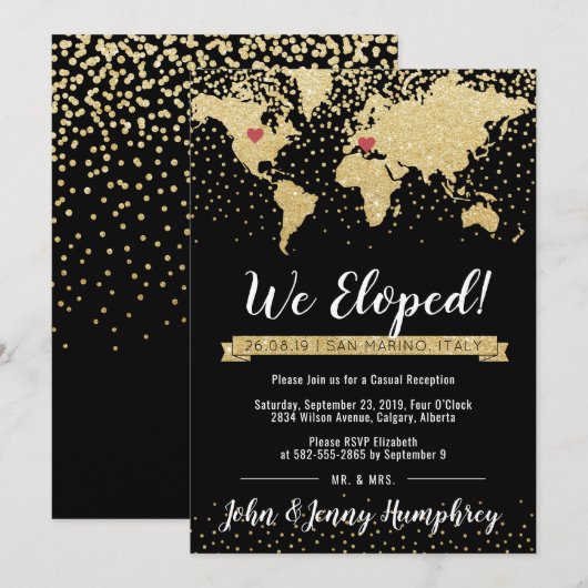 Invitation de réception avec carte (Devant / Derrière)