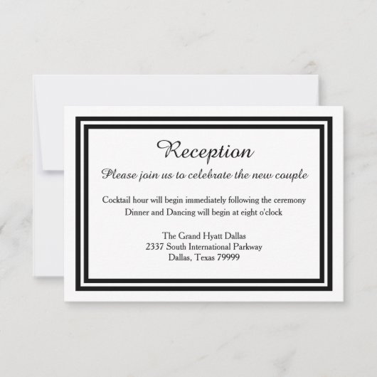 Invitation de réception avec garniture noire doubl (Devant)