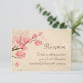 Invitation de réception beige clair Sakura (Debout devant)