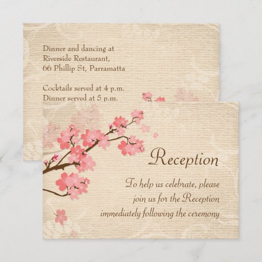 Invitation de réception beige clair Sakura (Devant / Derrière)