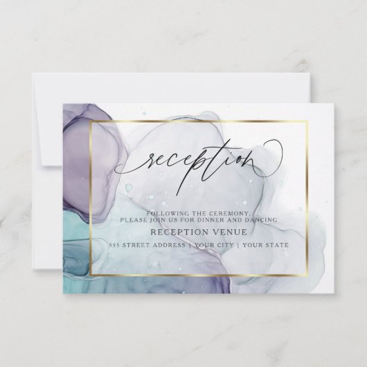 Invitation de réception chic encre plum violet sar (Devant)