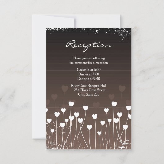 Invitation de réception - Cœurs en fleurs (Devant)