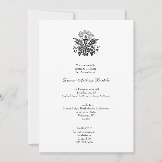 Invitation de réception de l'ordre du prêtre de di (Devant)