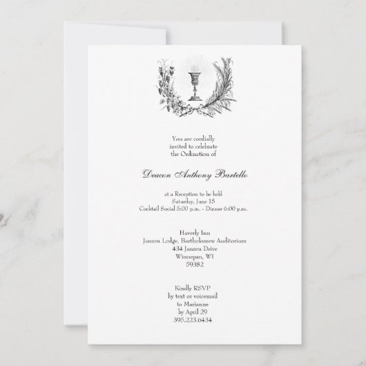 Invitation de réception de l'ordre du prêtre de di (Devant)